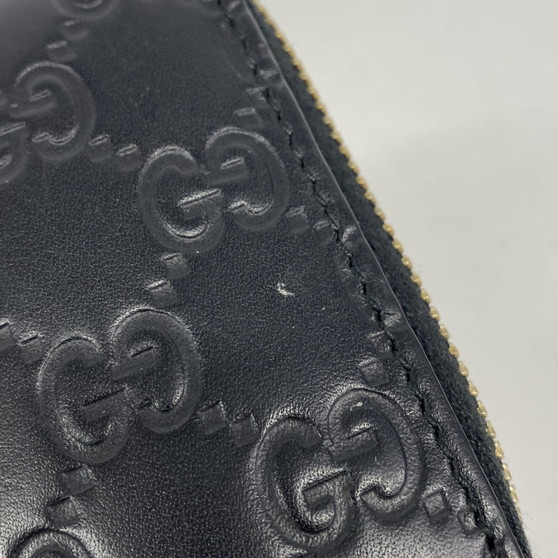 【6ic3244】グッチ 長財布 グッチシマ 409342 レザー ブラック ゴールド金具【中古】レディース