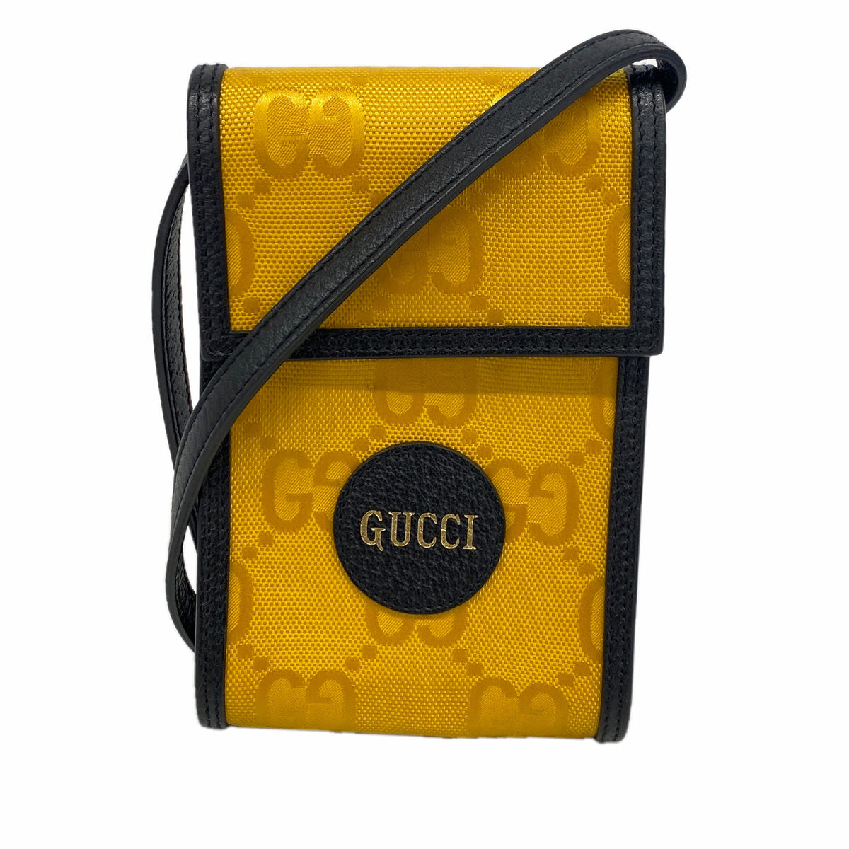 【6ic3245】グッチ ショルダーバッグ ジャンボGG 625599 ナイロンキャンバス イエロー ブラック シルバー金具【中古】レディース