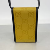 【6ic3245】グッチ ショルダーバッグ ジャンボGG 625599 ナイロンキャンバス イエロー ブラック シルバー金具【中古】レディース