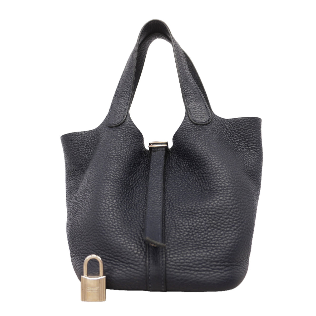 【6ic3267】エルメス ハンドバッグ ピコタンロックPM トリヨンクレマンス ブルーニュイ シルバー金具 X刻印【中古】レディース