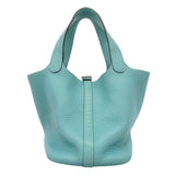 【6ic3268】エルメス ハンドバッグ ピコタンロックPM トリヨンクレマンス ブルーアトール シルバー金具 A刻印【中古】レディース