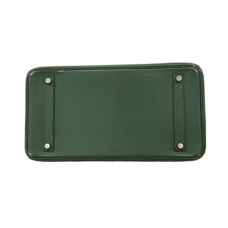 【6ic3275】エルメス ハンドバッグ バーキン35 アルデンヌ グリーン シルバー金具 □I刻印【中古】レディース