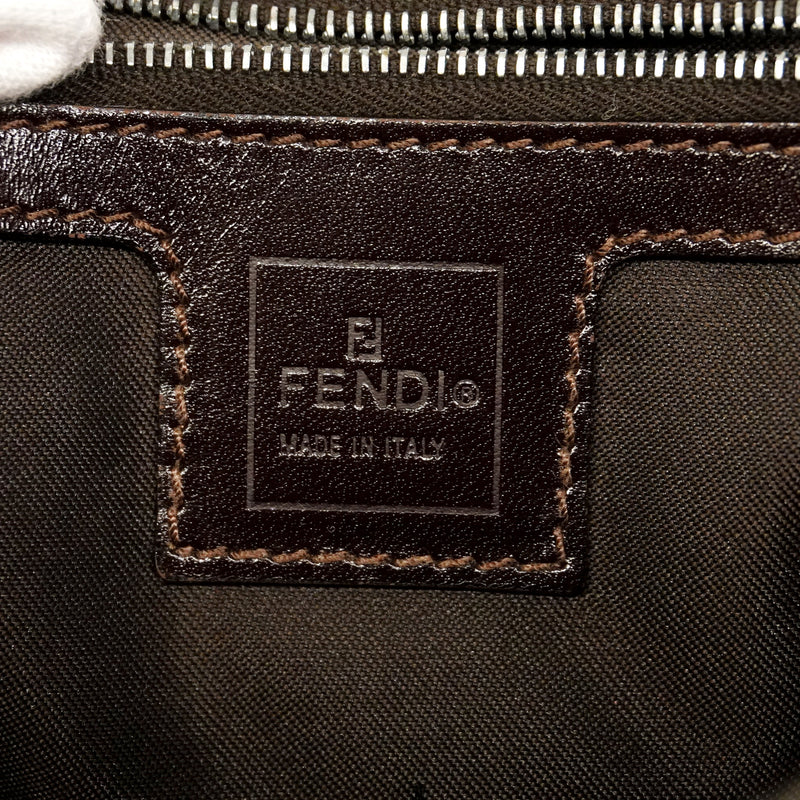 【6ic3276】フェンディ ショルダーバッグ ズッカ ナイロンキャンバス ブラウン シルバー金具【中古】レディース