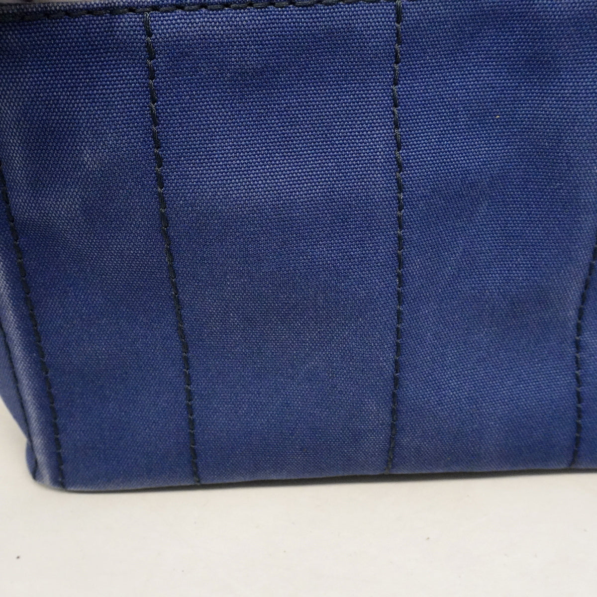 【6ic3278】プラダ トートバッグ カナパ キャンバス ブルー ゴールド金具 2wayバッグ【中古】レディース