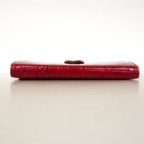 【6ic3285】グッチ 長財布 203550 エナメル レッド ゴールド金具【中古】レディース