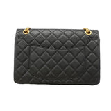 【6ic3288】シャネル ショルダーバッグ 2.55/チョコバー Wフラップ Wチェーン カーフ ブラック ゴールド金具【中古】レディース