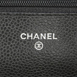【6ic3289】シャネル ショルダーウォレット マトラッセ キャビアスキン ブラック シルバー金具【中古】レディース