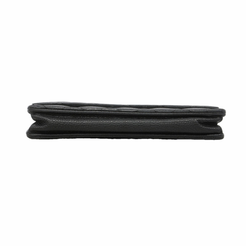 【6ic3289】シャネル ショルダーウォレット マトラッセ キャビアスキン ブラック シルバー金具【中古】レディース
