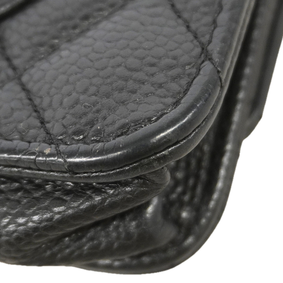 【6ic3289】シャネル ショルダーウォレット マトラッセ キャビアスキン ブラック シルバー金具【中古】レディース