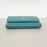 【6ic3325】カルティエ コインケース C ドゥ カルティエ レザー グリーン シャンパンゴールド金具【中古】レディース