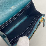 【6ic3325】カルティエ コインケース C ドゥ カルティエ レザー グリーン シャンパンゴールド金具【中古】レディース