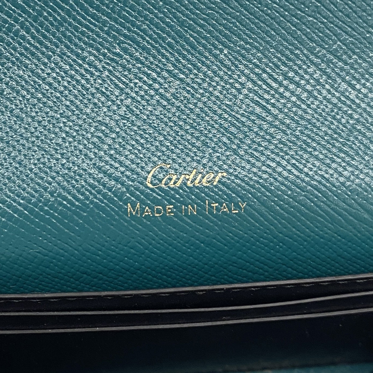 【6ic3325】カルティエ コインケース C ドゥ カルティエ レザー グリーン シャンパンゴールド金具【中古】レディース