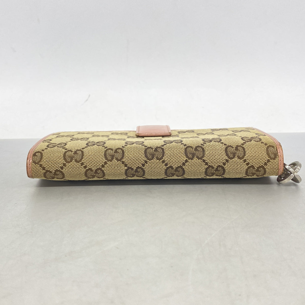 【6ic3327】グッチ 長財布 GGキャンバス 233024 キャンバス ブラウン ピンク シルバー金具【中古】レディース
