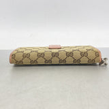 【6ic3327】グッチ 長財布 GGキャンバス 233024 キャンバス ブラウン ピンク シルバー金具【中古】レディース