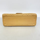 【6ic3331】シャネル ハンドバッグ ワイルドステッチ ラムスキン ベージュ ゴールド金具【中古】レディース