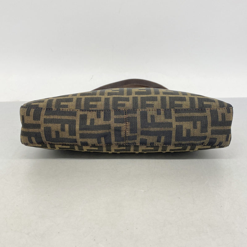 【6ic3333】フェンディ ショルダーバッグ ズッカ ナイロンキャンバス ブラウン シルバー金具【中古】レディース