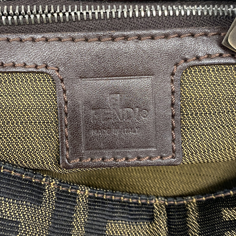 【6ic3333】フェンディ ショルダーバッグ ズッカ ナイロンキャンバス ブラウン シルバー金具【中古】レディース