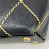 【6ic3335】シャネル ハンドバッグ ワイルドステッチ ラムスキン ブラック ゴールド金具【中古】レディース