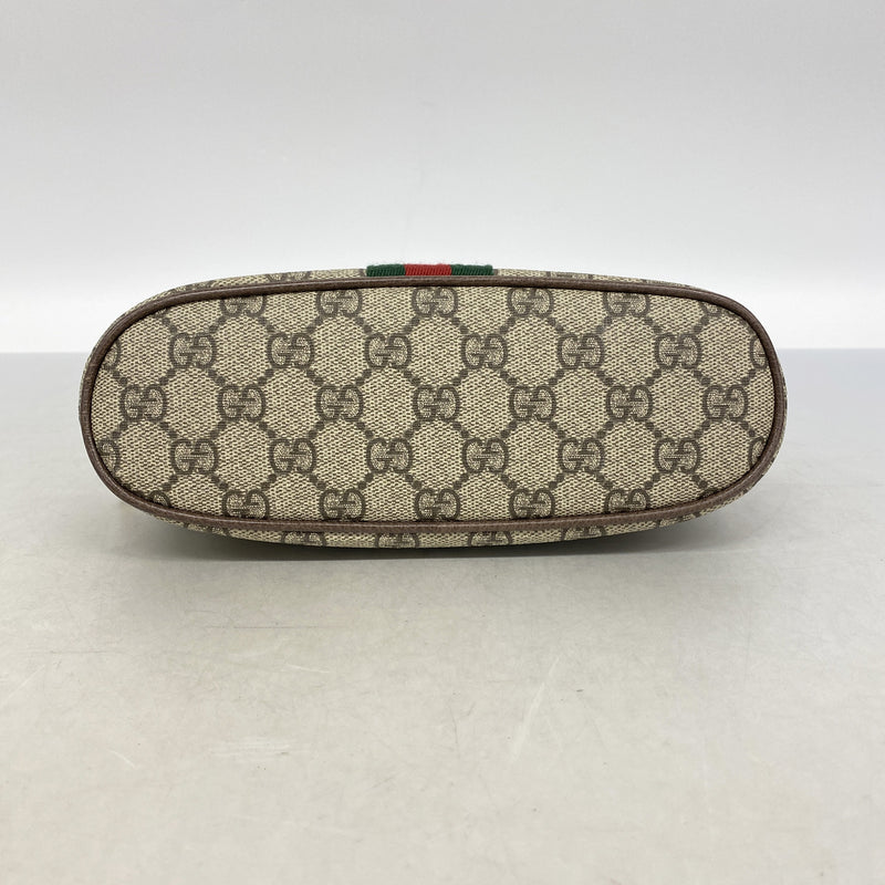 【6ic3337】グッチ ポーチ オフィディア 625551 PVC レザー ブラウン ゴールド金具【中古】レディース