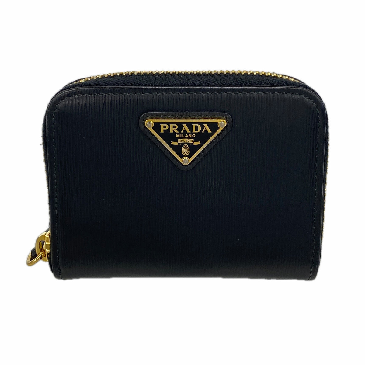 【6ic3344】プラダ コインケース レザー ブラック ゴールド金具【中古】メンズ レディース ユニセックス