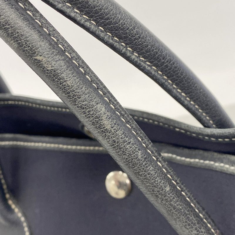 【6ic3346】エルメス トートバッグ ガーデンパーティPM トワルオフィシエ ネイビー シルバー金具 □I刻印【中古】レディース