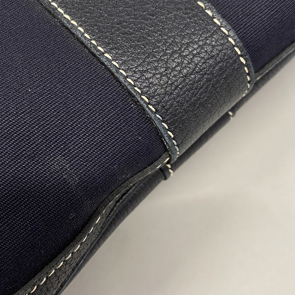 【6ic3346】エルメス トートバッグ ガーデンパーティPM トワルオフィシエ ネイビー シルバー金具 □I刻印【中古】レディース