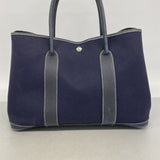 【6ic3346】エルメス トートバッグ ガーデンパーティPM トワルオフィシエ ネイビー シルバー金具 □I刻印【中古】レディース