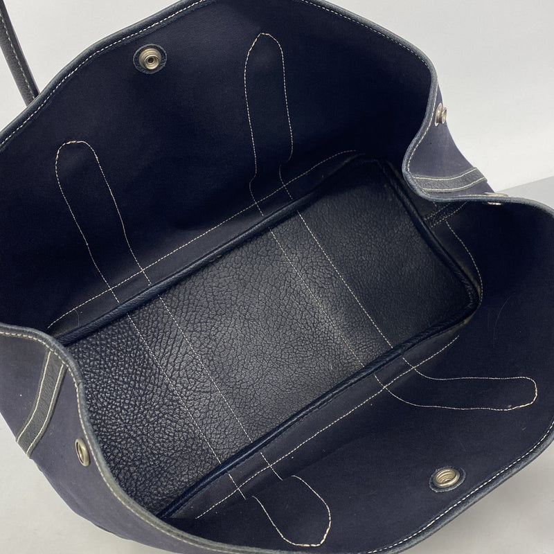 【6ic3346】エルメス トートバッグ ガーデンパーティPM トワルオフィシエ ネイビー シルバー金具 □I刻印【中古】レディース