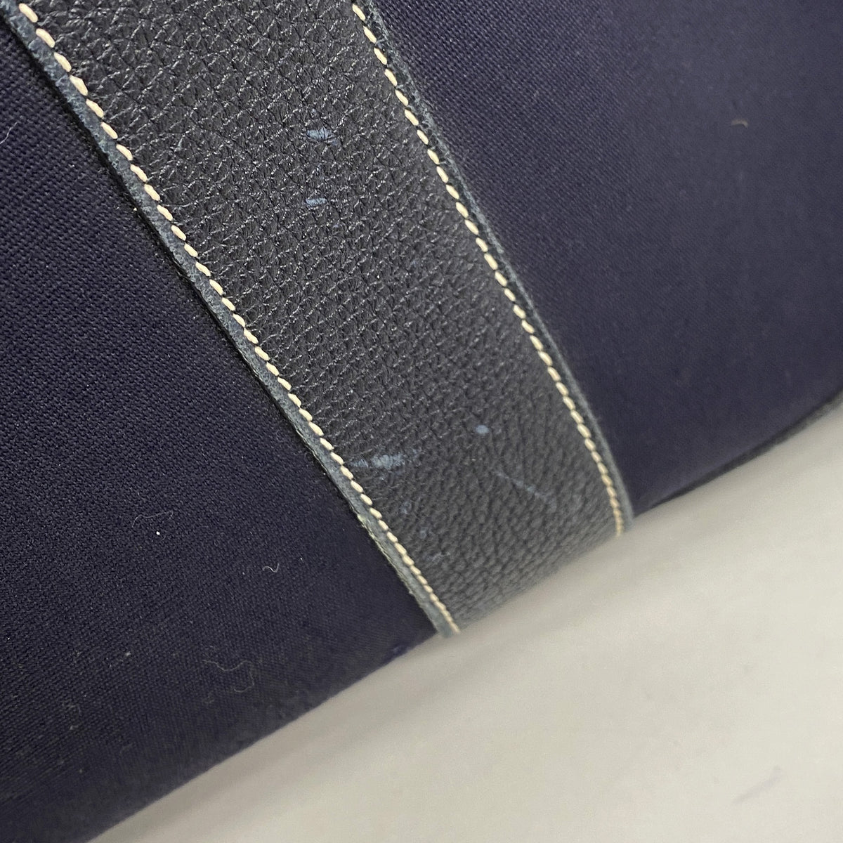 【6ic3346】エルメス トートバッグ ガーデンパーティPM トワルオフィシエ ネイビー シルバー金具 □I刻印【中古】レディース
