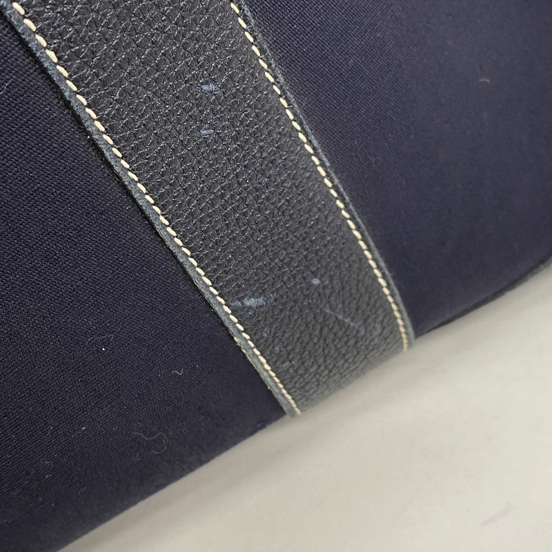 【6ic3346】エルメス トートバッグ ガーデンパーティPM トワルオフィシエ ネイビー シルバー金具 □I刻印【中古】レディース