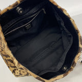【6ic3347】フェンディ ハンドバッグ レオパード ハラコ ブラウン シルバー金具【中古】レディース