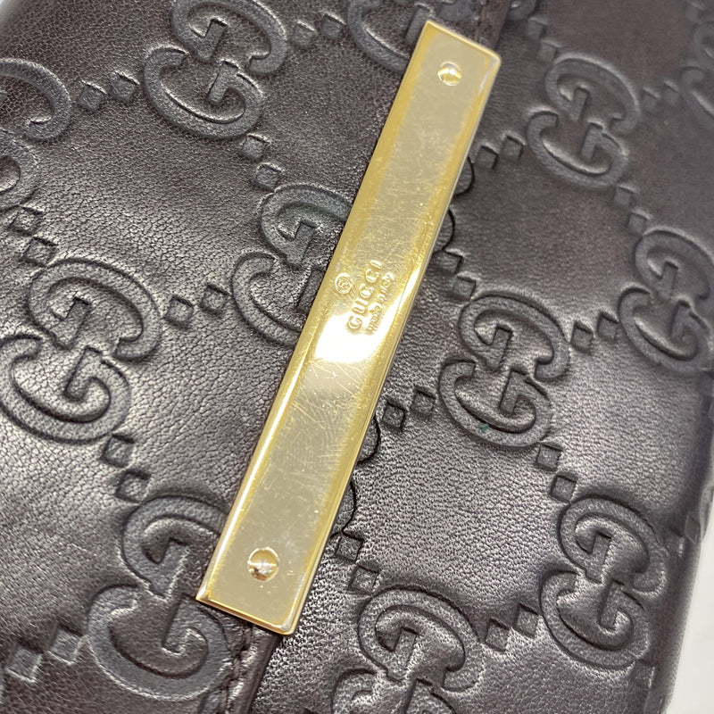【6ic3365】グッチ 長財布 グッチシマ 1127157 レザー ダークブラウン ゴールド金具【中古】レディース