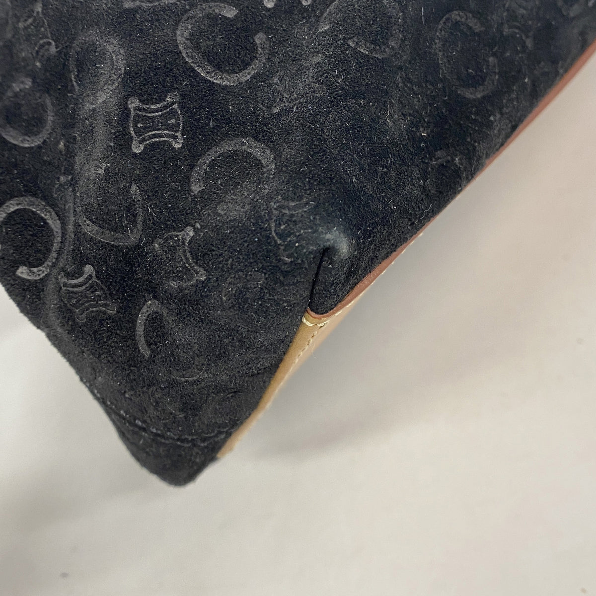 【6ic3366】セリーヌ ハンドバッグ Cマカダム スウェード ブラック シルバー金具【中古】レディース