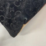 【6ic3366】セリーヌ ハンドバッグ Cマカダム スウェード ブラック シルバー金具【中古】レディース