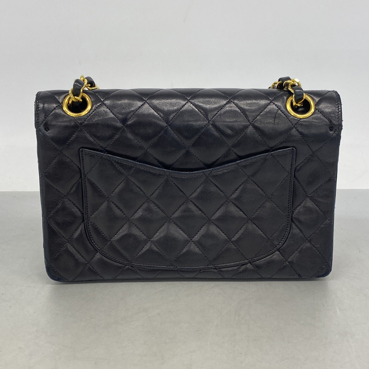 【6ic3367】シャネル ショルダーバッグ マトラッセ Wフラップ Wチェーン ラムスキン ブラック ゴールド金具【中古】レディース