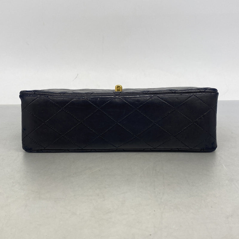 【6ic3367】シャネル ショルダーバッグ マトラッセ Wフラップ Wチェーン ラムスキン ブラック ゴールド金具【中古】レディース