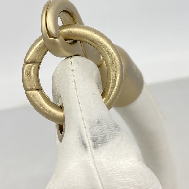 【6ic3369】シャネル ハンドバッグ レザー ホワイト シャンパンゴールド金具【中古】レディース