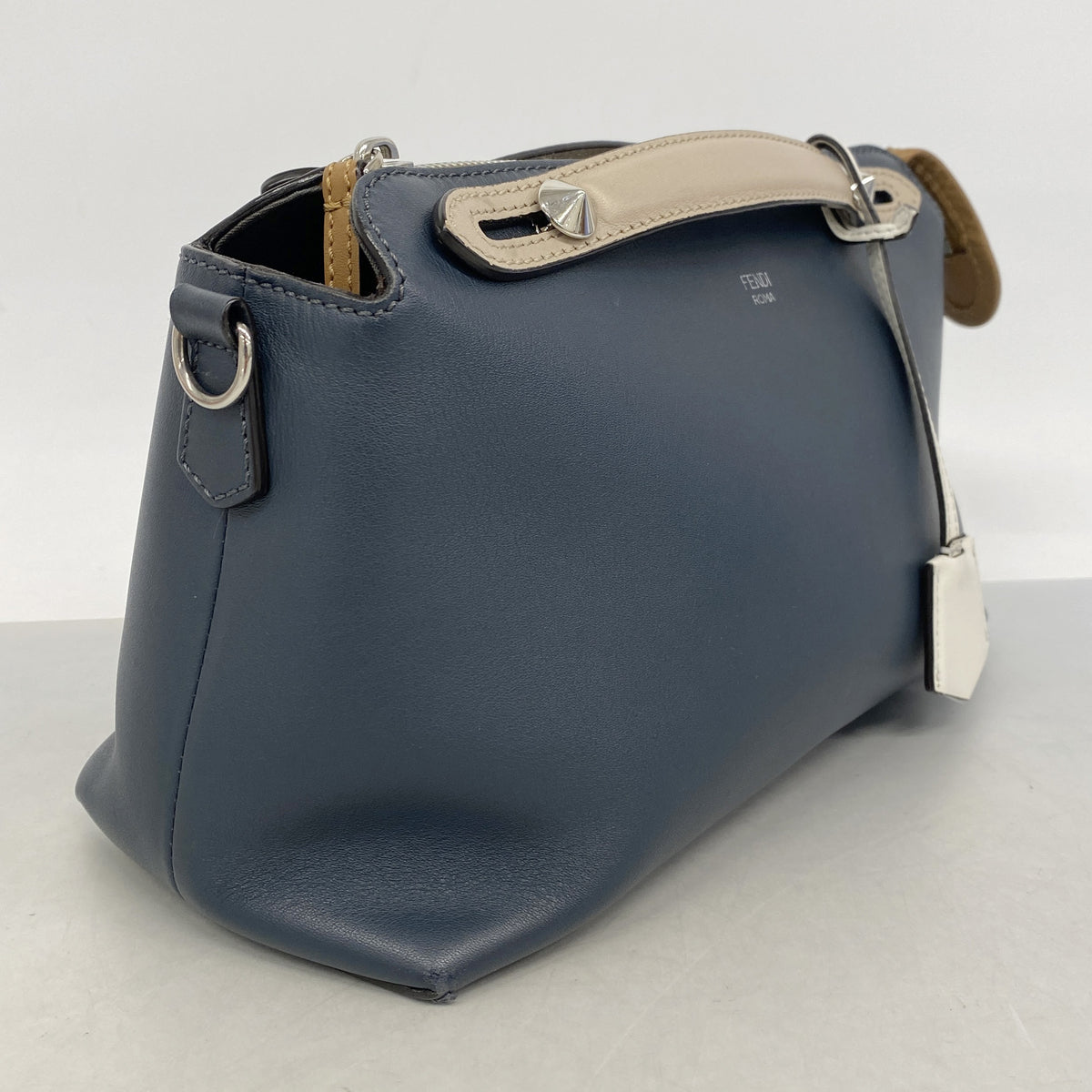 【6ic3371】フェンディ ハンドバッグ バイザウェイ レザー ネイビー ブラウン シルバー金具 2wayバッグ【中古】レディース