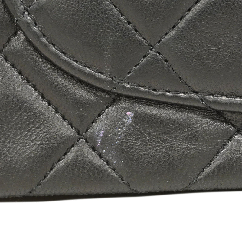 【6ic3374】シャネル ショルダーバッグ マトラッセ Wチェーン ラムスキン ブラック ゴールド金具【中古】レディース