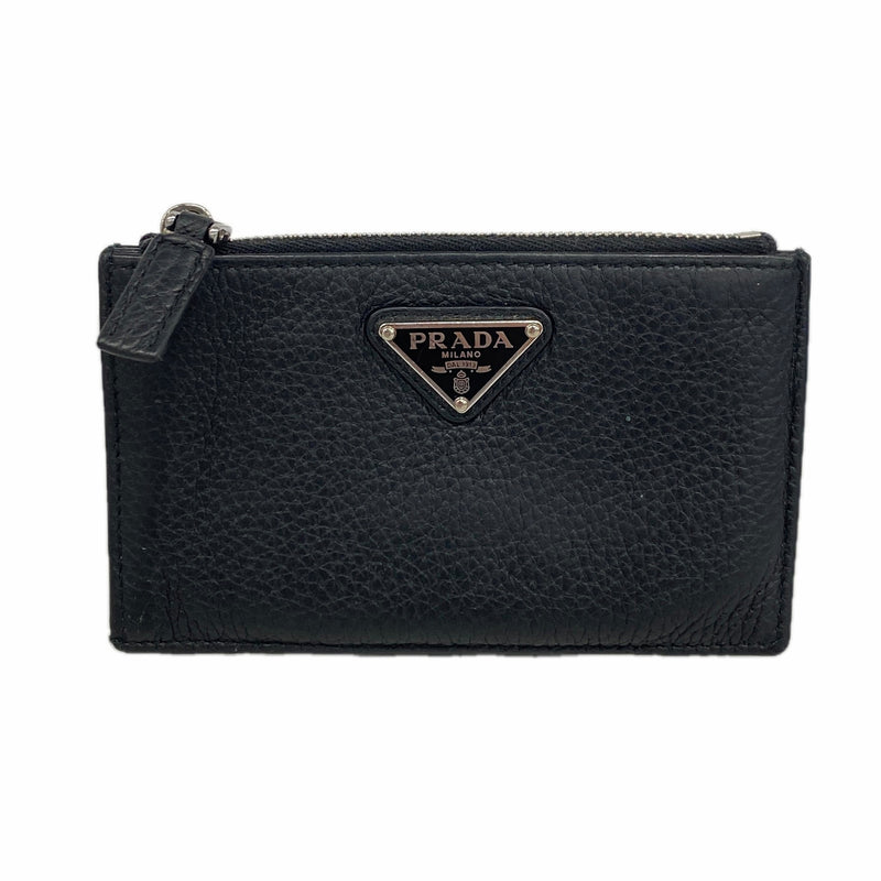 【6ic3397】プラダ コインケース レザー ブラック シルバー金具【中古】メンズ レディース ユニセックス