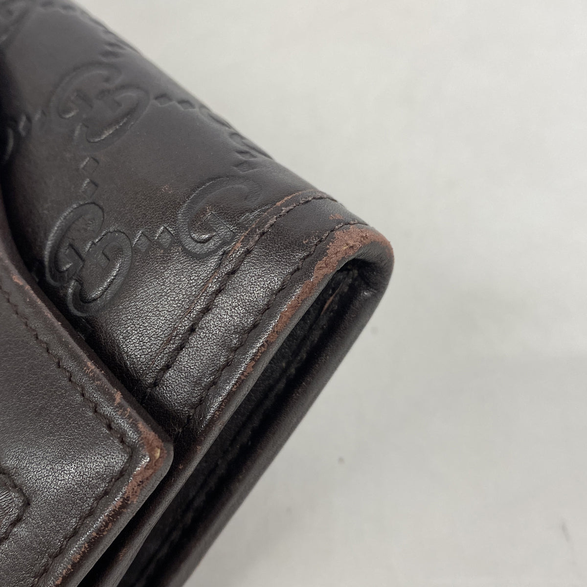 【6ic3398】グッチ 長財布 グッチシマ 282434 レザー ダークブラウン ゴールド金具【中古】レディース