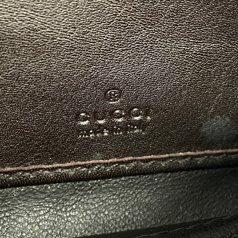 【6ic3398】グッチ 長財布 グッチシマ 282434 レザー ダークブラウン ゴールド金具【中古】レディース