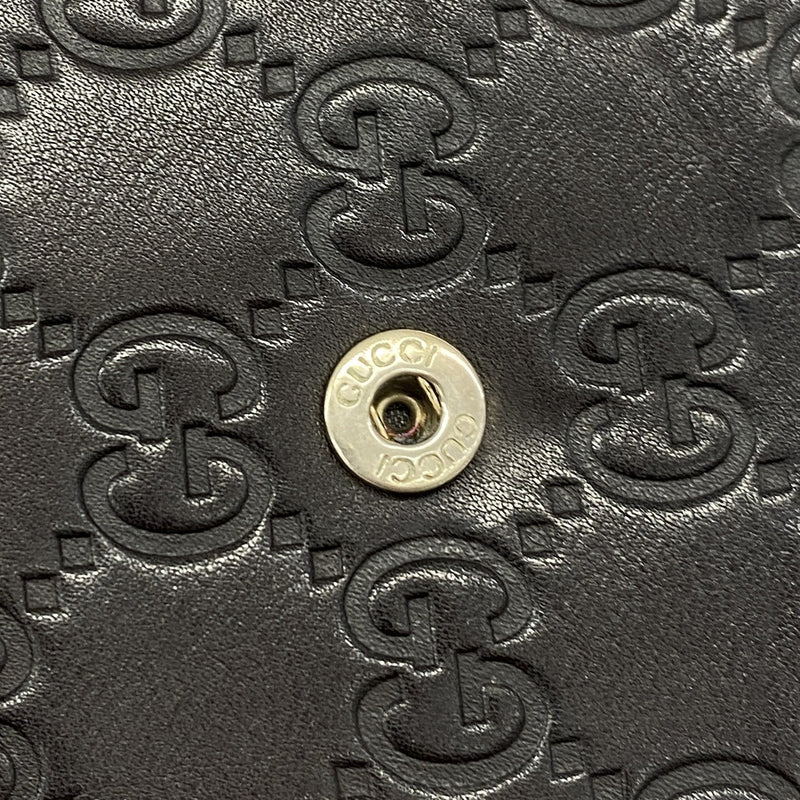 【6ic3398】グッチ 長財布 グッチシマ 282434 レザー ダークブラウン ゴールド金具【中古】レディース