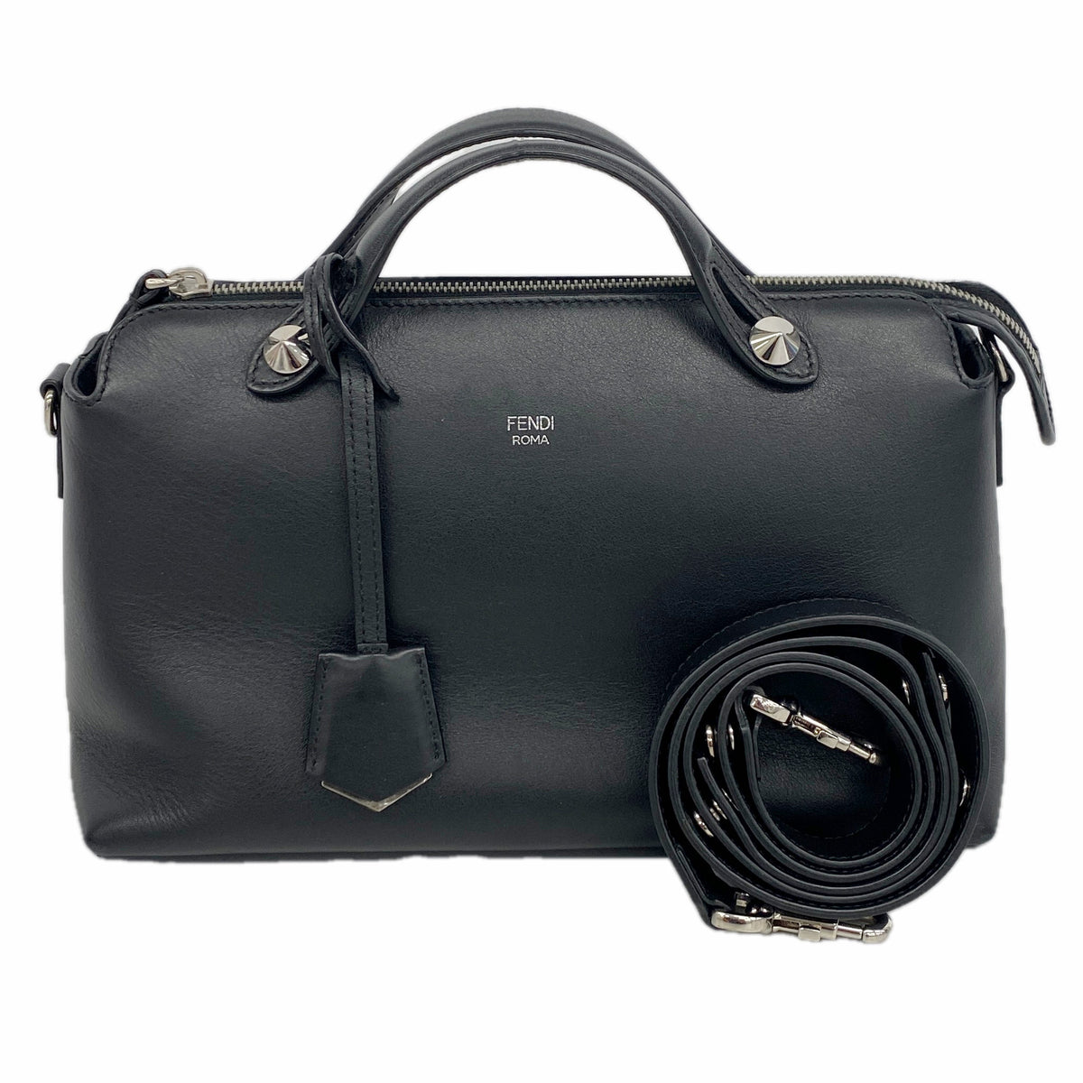 【6ic3400】フェンディ ハンドバッグ バイザウェイ レザー ブラック シルバー金具 2wayバッグ【中古】レディース