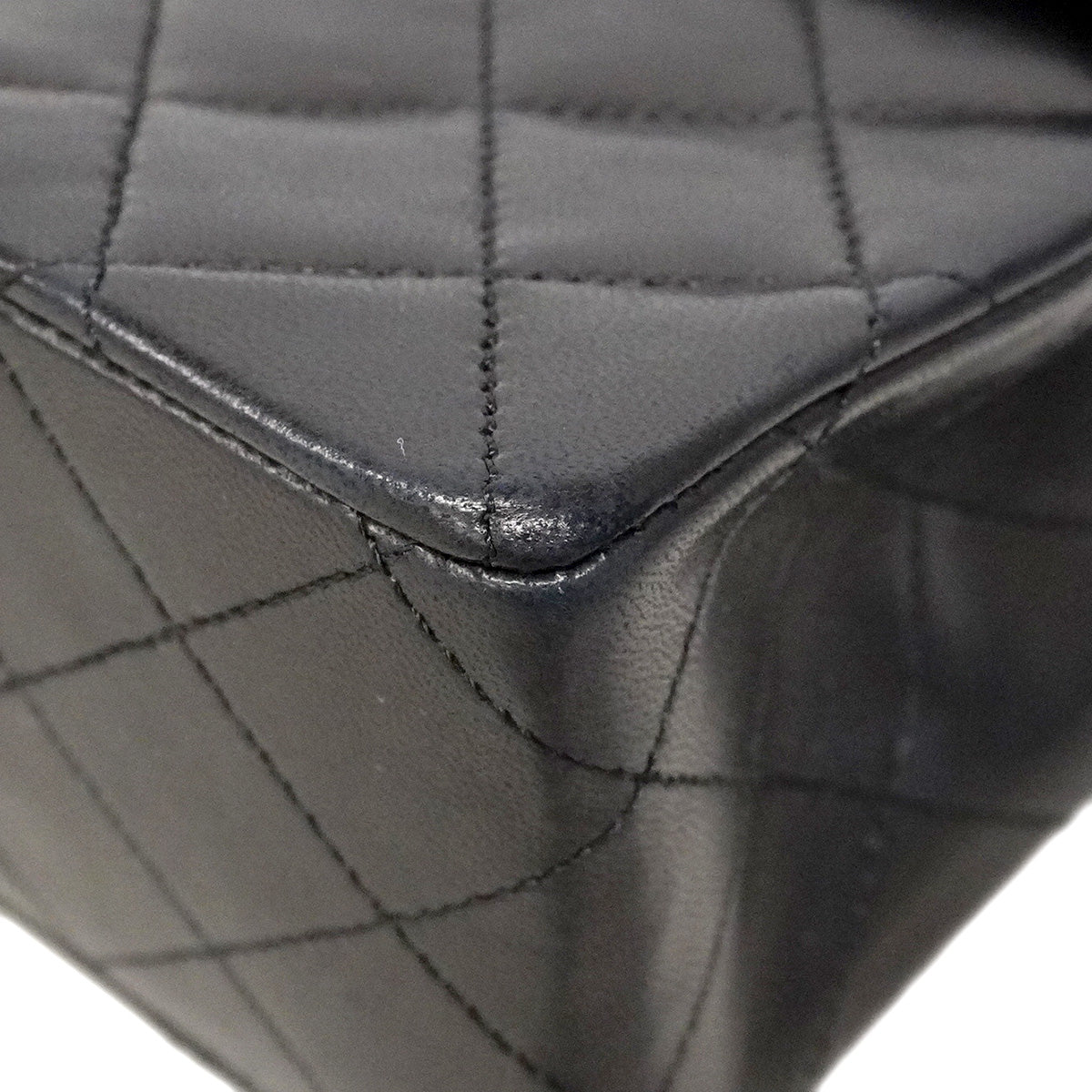 【6ic3422】シャネル ショルダーバッグ マトラッセ Wフラップ Wチェーン ブラック ゴールド金具【中古】レディース
