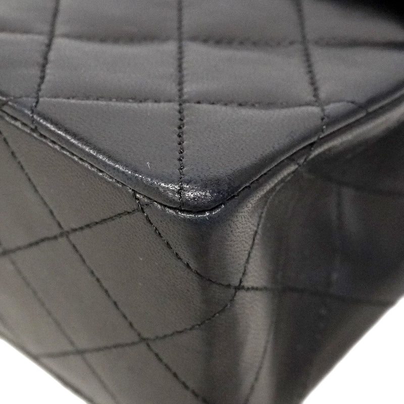 【6ic3422】シャネル ショルダーバッグ マトラッセ Wフラップ Wチェーン ブラック ゴールド金具【中古】レディース