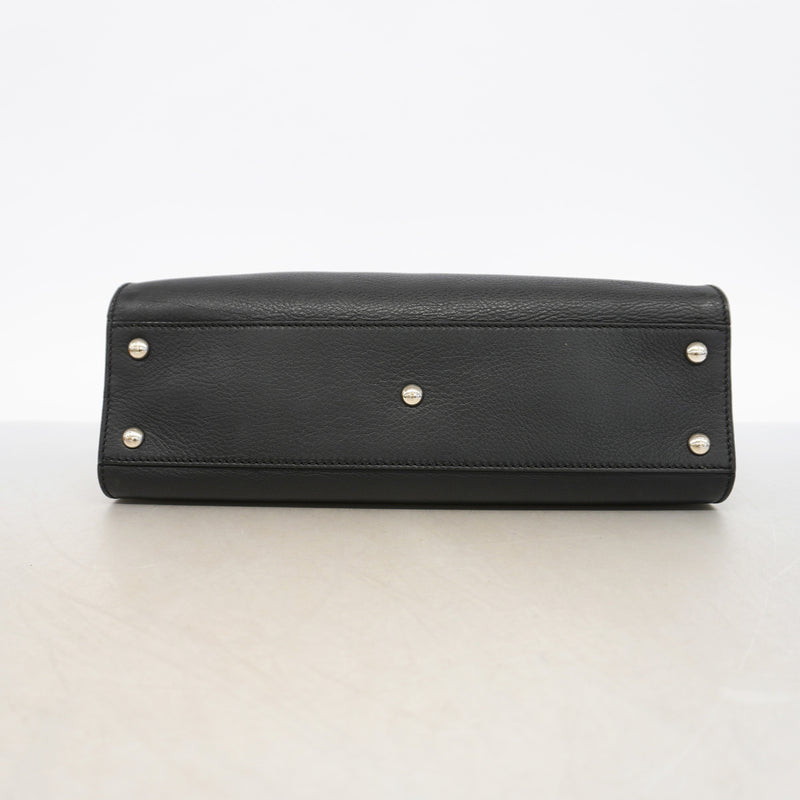 【6ic3507】フェンディ ハンドバッグ モンスター ピーカブー レザー パイソン ブラック シルバー金具 2wayバッグ【中古】レディース