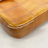 【6ic3534】シャネル ショルダーバッグ チョコバー チェーンショルダー パテントレザー オレンジ シルバー金具【中古】レディース