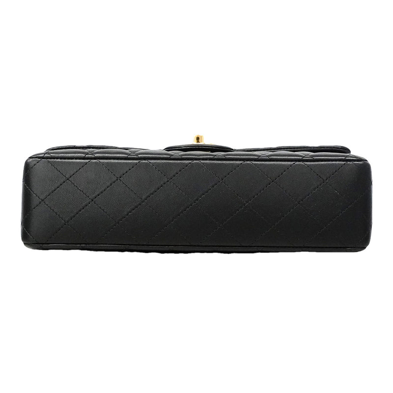 【6ic3562】シャネル ショルダーバッグ マトラッセ Wフラップ Wチェーン ラムスキン ブラック ゴールド金具【中古】レディース