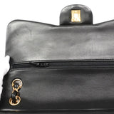 【6ic3563】シャネル ショルダーバッグ デカマトラッセ Wフラップ Wチェーン ラムスキン ブラック ゴールド金具【中古】レディース